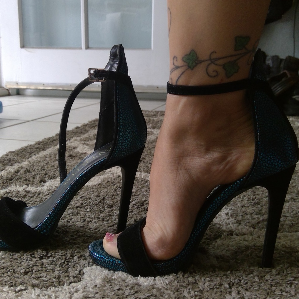 Practically New Black and Blue Heels Size 5.5